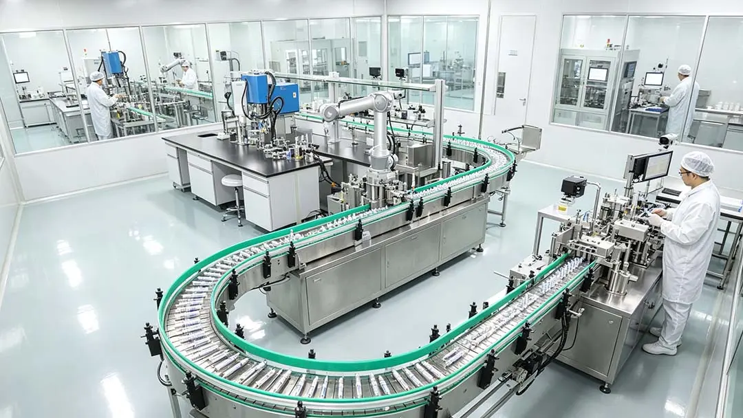 Automated assembly line in a medical device manufacturing factory