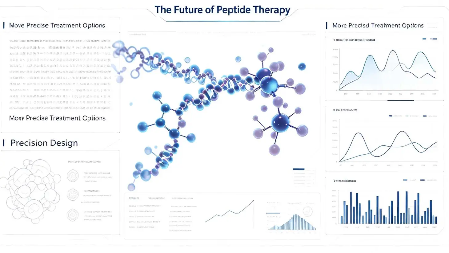 Academic scientific illustration overview of peptide therapy concepts for B2B device planning