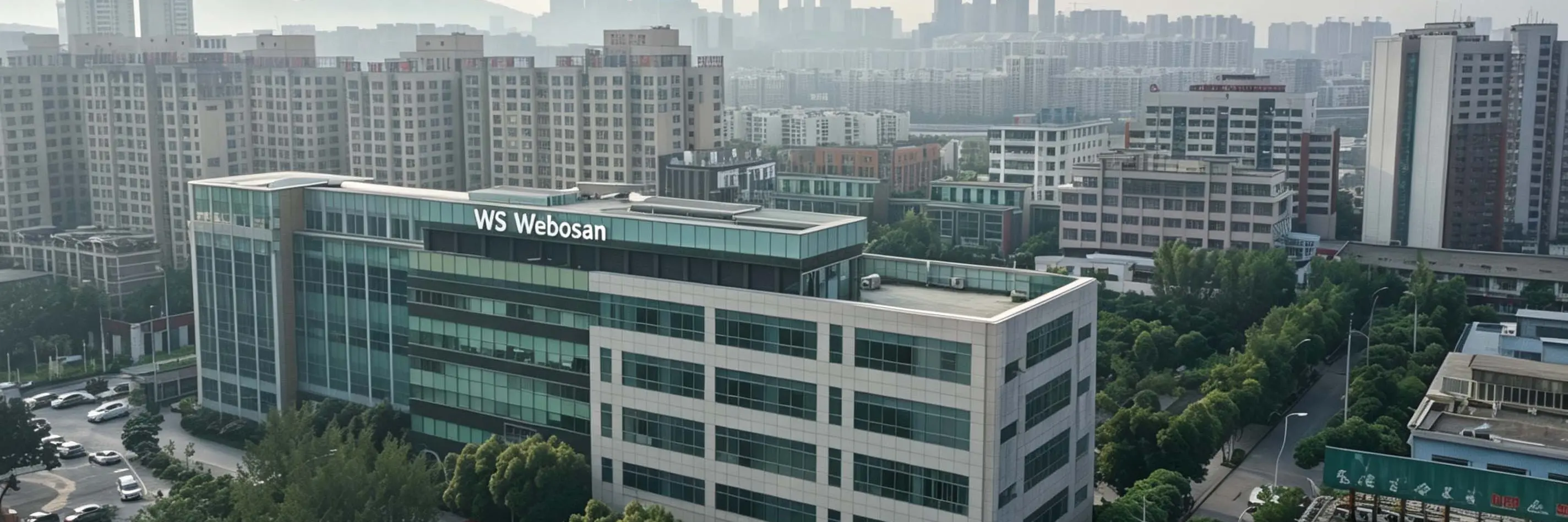 Webosan office and factory building aerial view