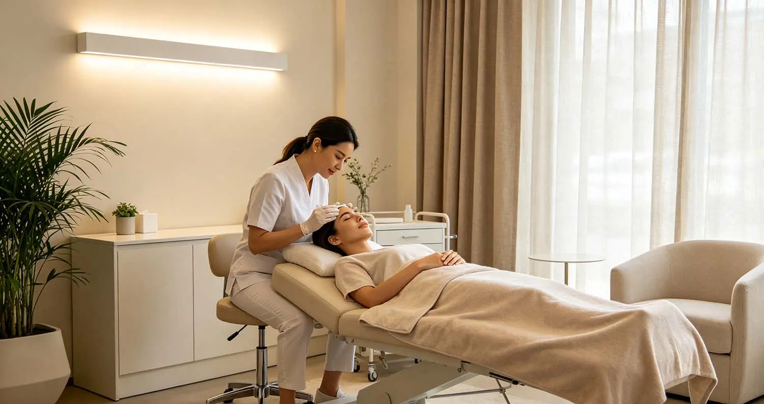 MedSpa wellness consultation room with seating and soft clinical lighting for patient education