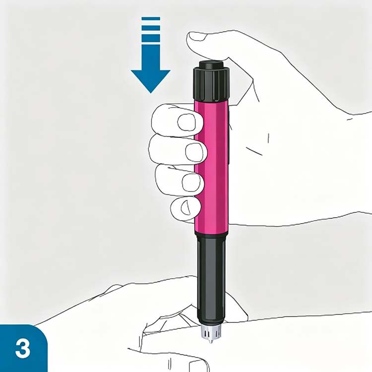 Disposable injection pen workflow step 3: complete injection and dispose of the used pen