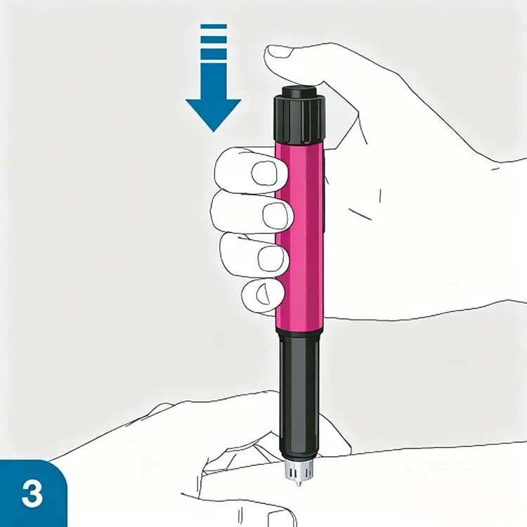 Reusable injection pen workflow step 3: administer injection and remove needle