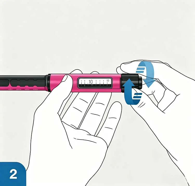 Six-step guide for attaching, using, removing, and safely discarding a disposable insulin pen needle